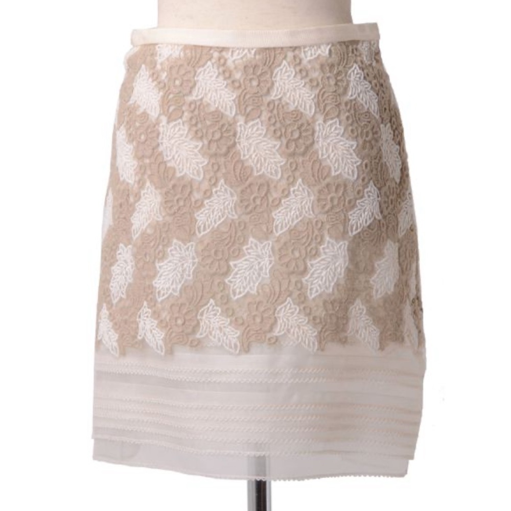 Jason Wu Floral Cutout Lace overlay tiered chiffon mini skirt